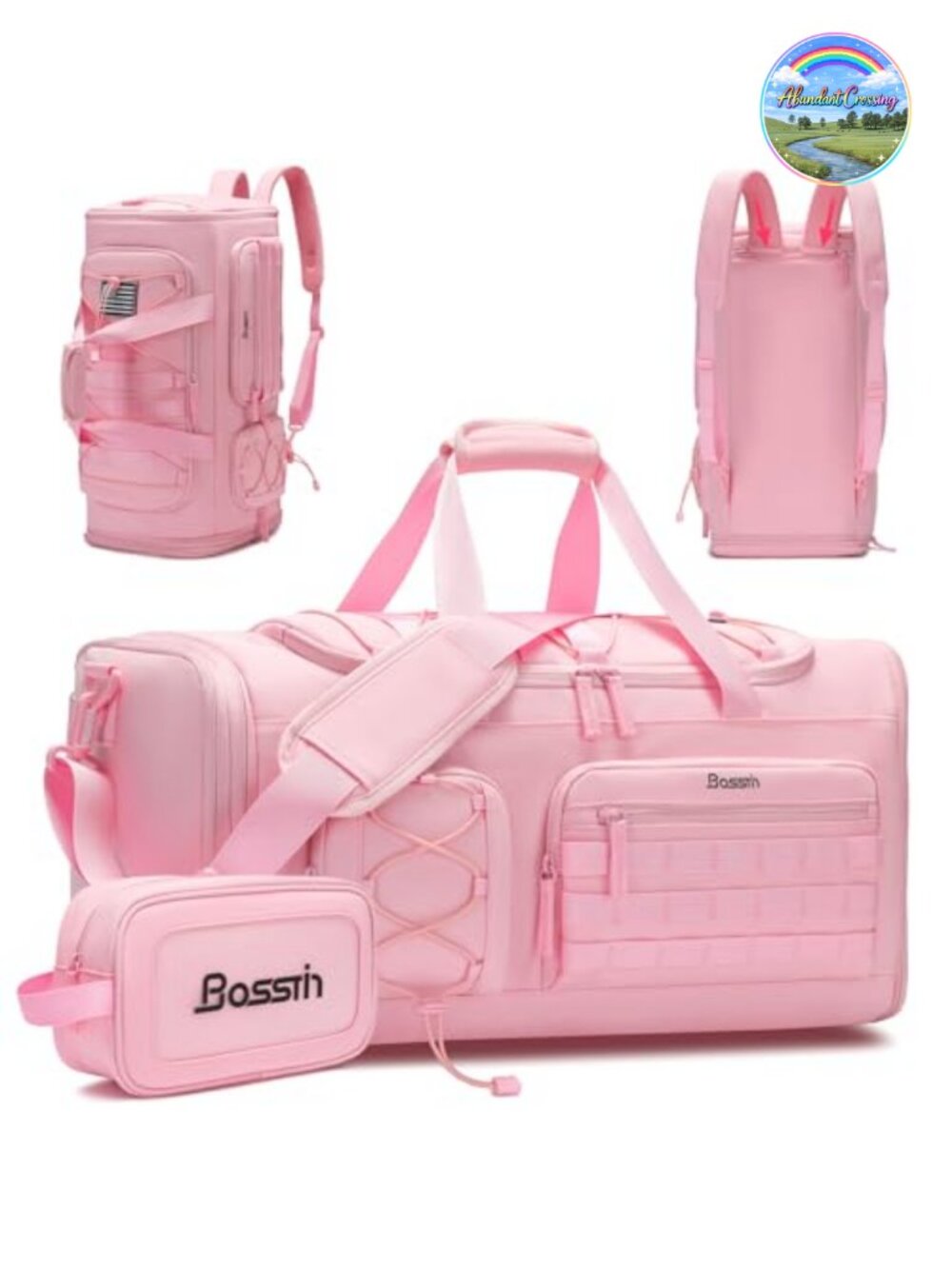 Expandable 45L Sports Duffle Gym Bag with Shoe Compartment, Water-Resistant